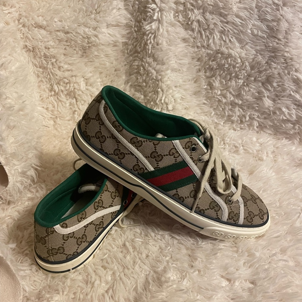 Gucci Web Canvas Low Top Sneaker - Picture 1 of 7